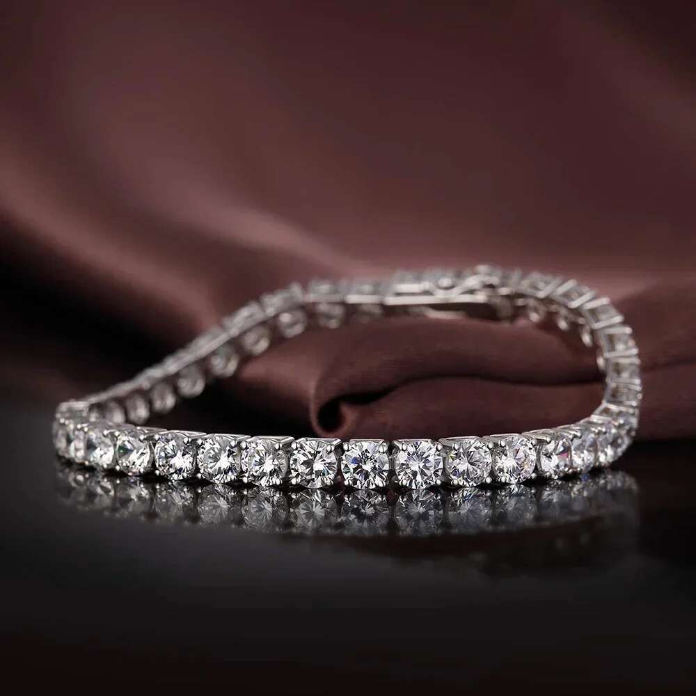 Full Moissanite Tennis Bracelet with Gra Certificate Sterg Sier Plated Gold 3-6.5mm Dia Bracelets for Men Women