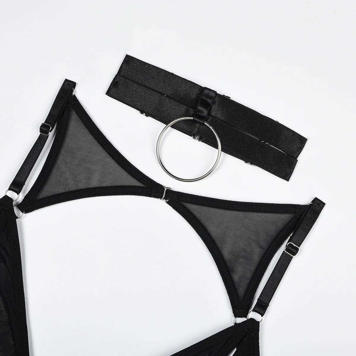 Ellolace Sensual Lingerie Open Bra Exotic Sets 4-Piece Sissy Crotchless Tulle Underwear Erotic Pron Fast Sets Fantasy OutfitsXJ250301