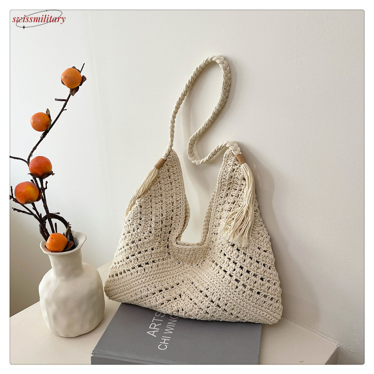 New 2025 Knitted for Summer Beach Vacation Versatile Women's Large Capacity Shoulder Bag #swissmilitary