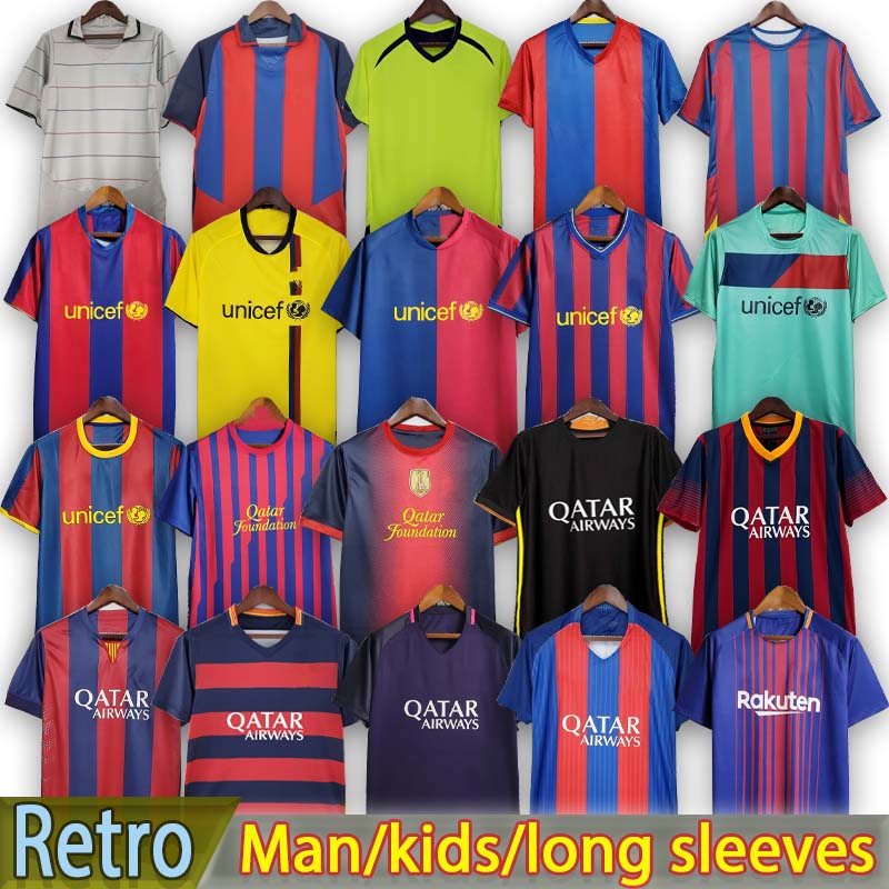 RONALDINHO Barcelonad Retro Soccer Jerseys NEYMAR JR A.INIESTA 03 04 05 06 07 08 09 10 11 12 13 14 15 16 17 18 19 vintage football shirt T 2003 2004 2005 2006 2007 kids kit