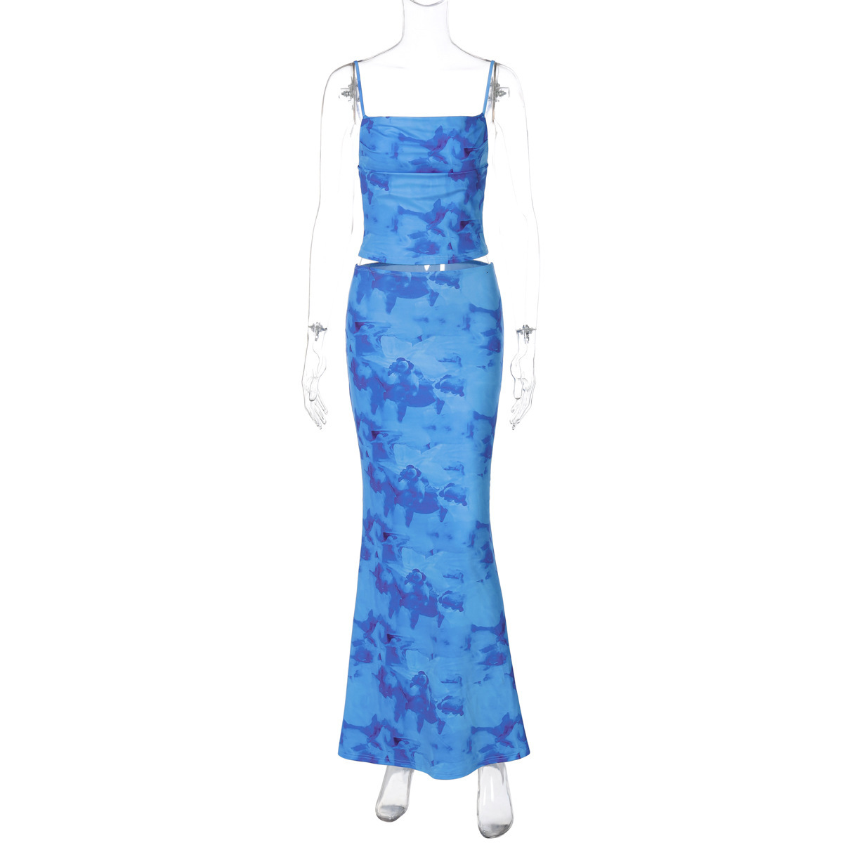 Women's Clothing 2025 Spring New Product Sexy Printed Strapless Top, Fashionable Spicy Girl Half Skirt Set