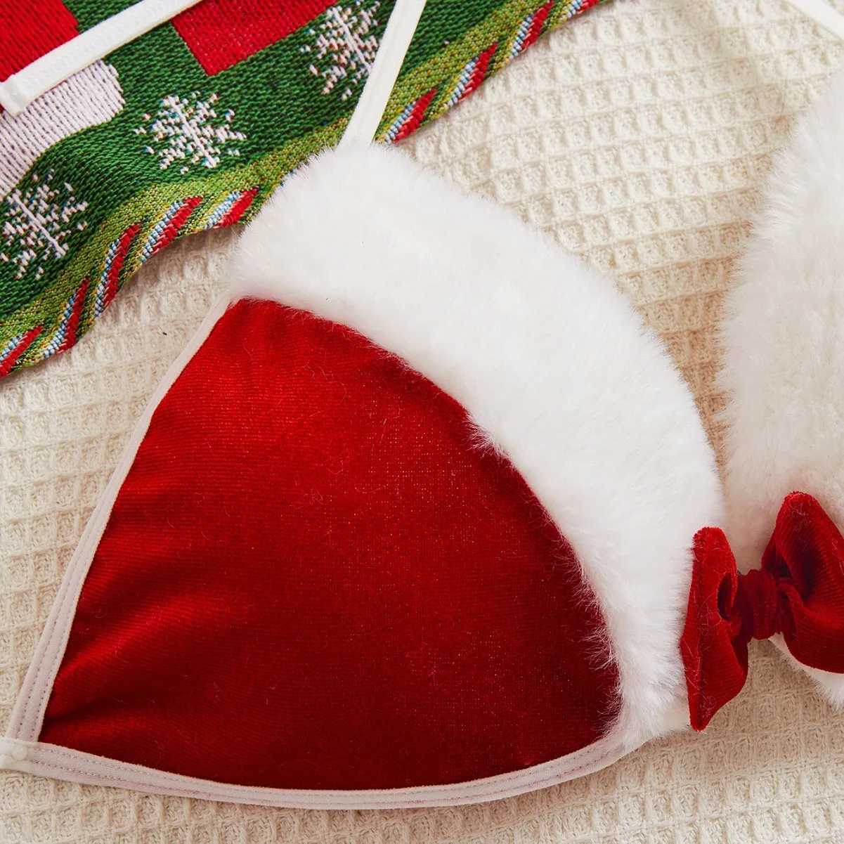 2025 Christmas Sexy Lingerie Red Velvet Bowknot Bras and Briefs Suit Women Underwear Sets Adult Sexy New Year CostumeXJ250301