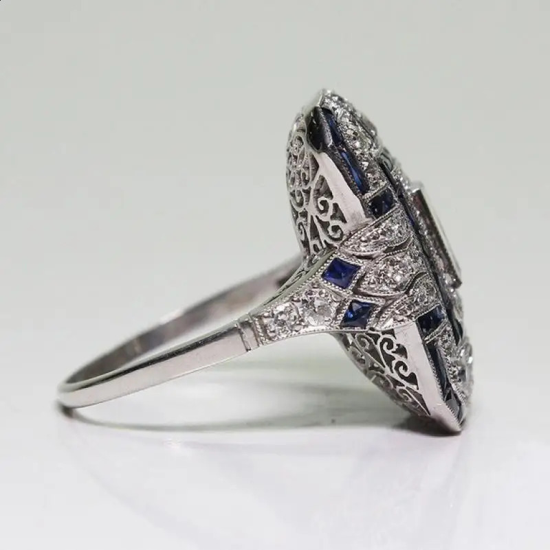 HOYON s925 Sterling Silver Color Square Female Ring Couple Ring Natural Zircon Crystal Sapphire Male Hip Hop Ring Party Jewelry 250227