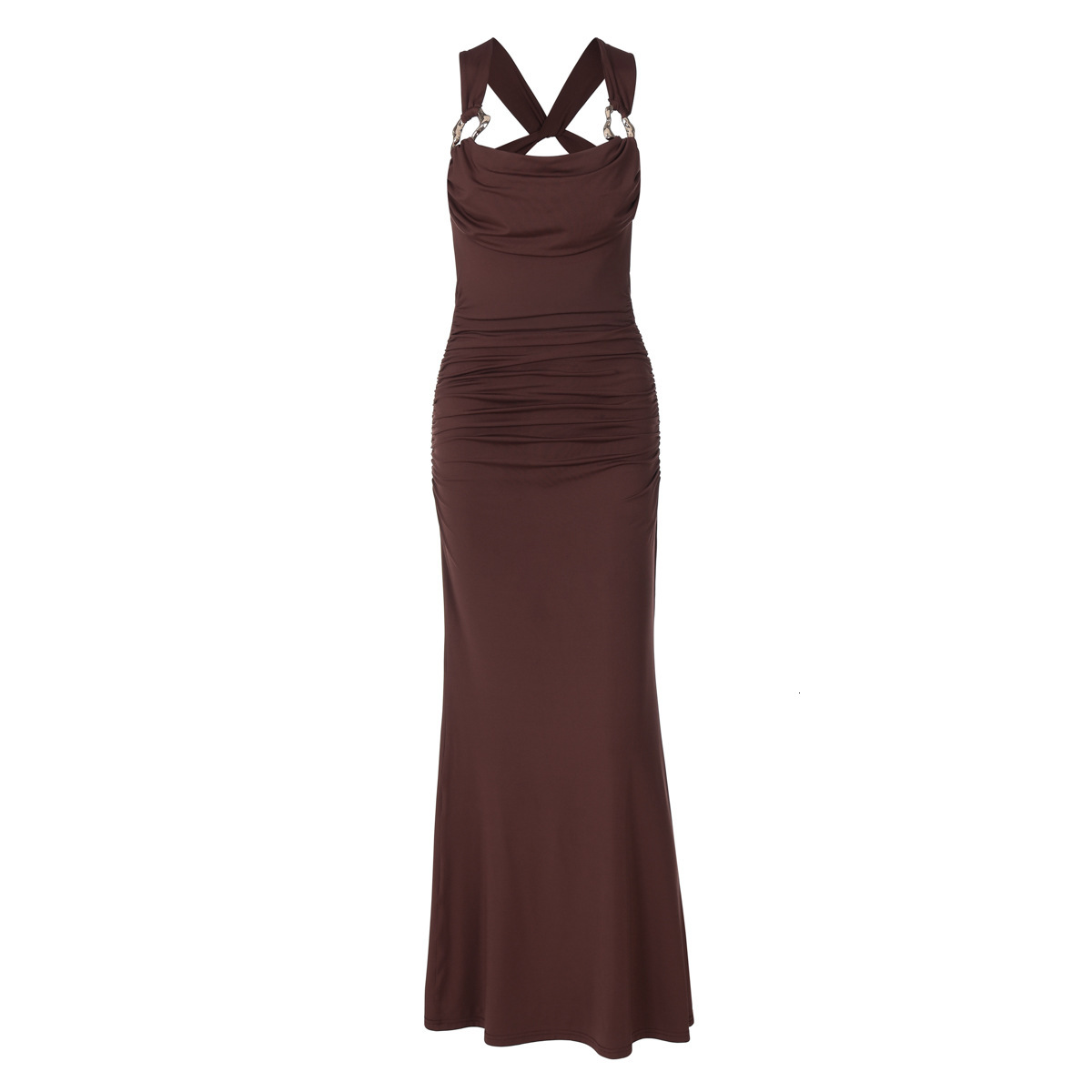 Hot Selling Women's Clothing 2025 Spring/Summer New Product, Fashionable And Sexy Backless Pleated Slim Fitting Strap Dress For Women