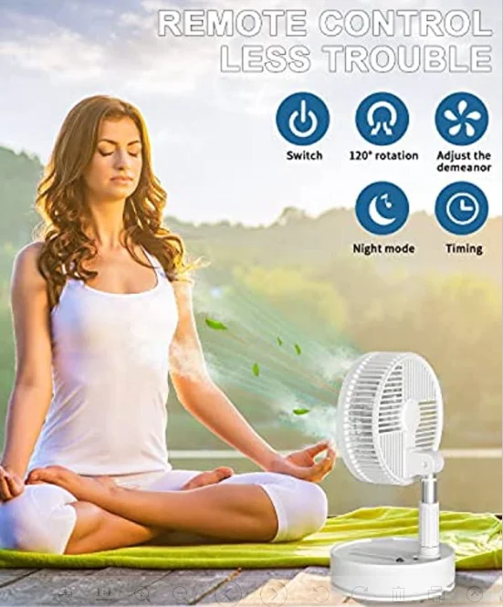 Stand Fan, 6 Inch Folding Portable Telescopic Floor/USB with Rechargeable Battery,3 Speeds Super Quiet Adjustable Height