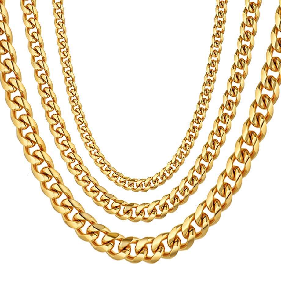 Hiphop Men's Thick Neck Gold Color Stainless Steel Heavy Miami Curb Cuban k Chains For Men Necklaces Male Jewelry