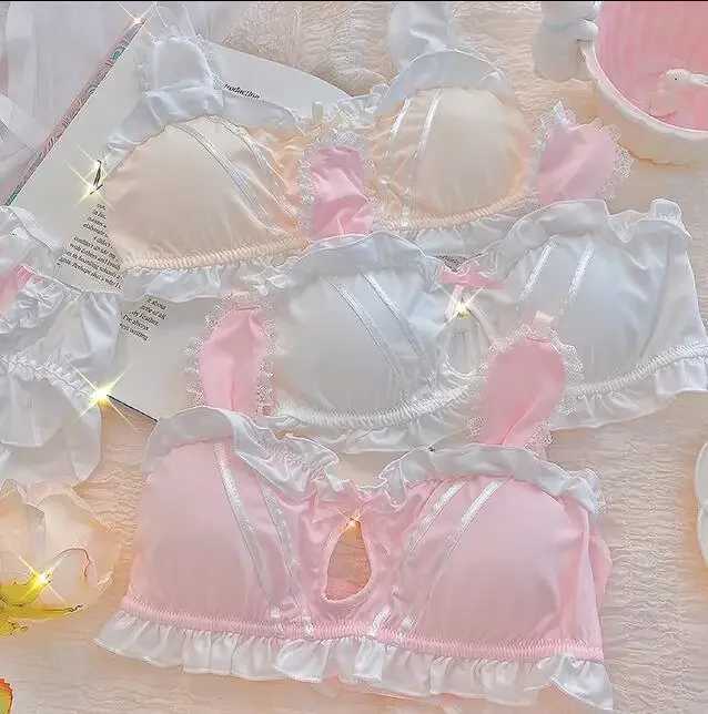 Sweet Japanese lingerie pure desire cute girl lace bra set hollow my melody lolita no steel ring underwear comfortable braletteXJ250301