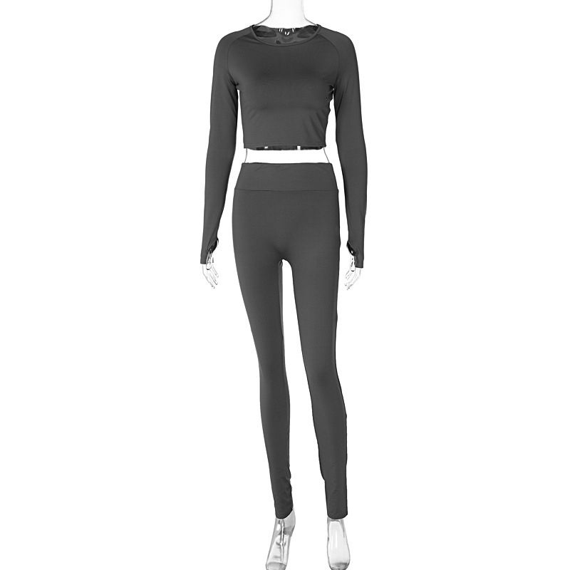 Women's New Summer New Product Fashionable Long Sleeve Top Slimming High Elasticity Sports Yoga Pants Set