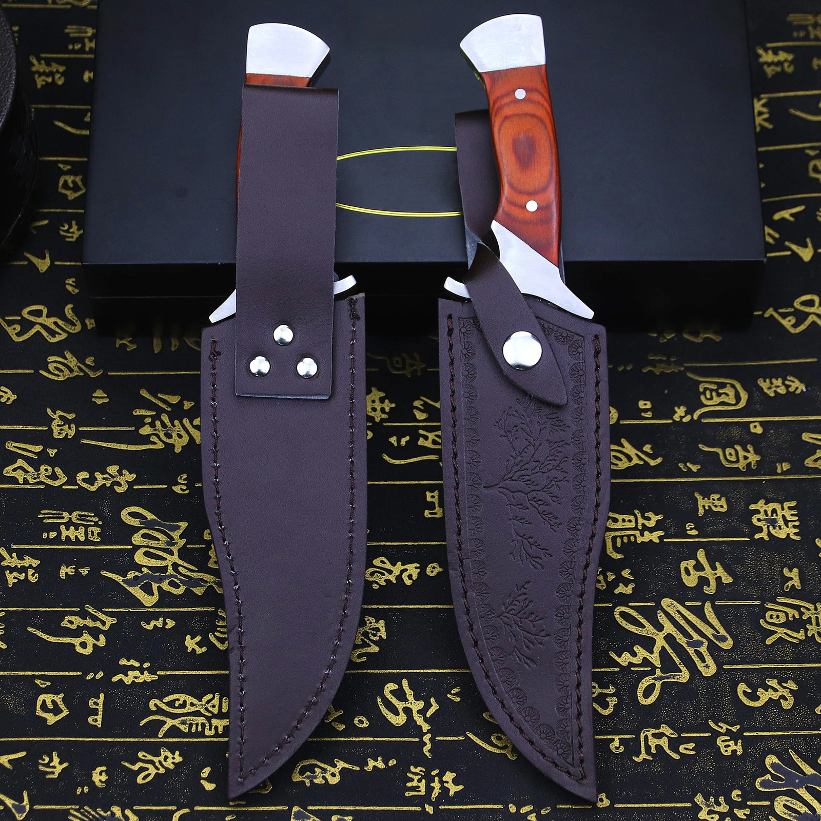 Japanese forged Full Tang hunting straight knife leather sheath outdoor camping survival knife jungle EDC knife 250226