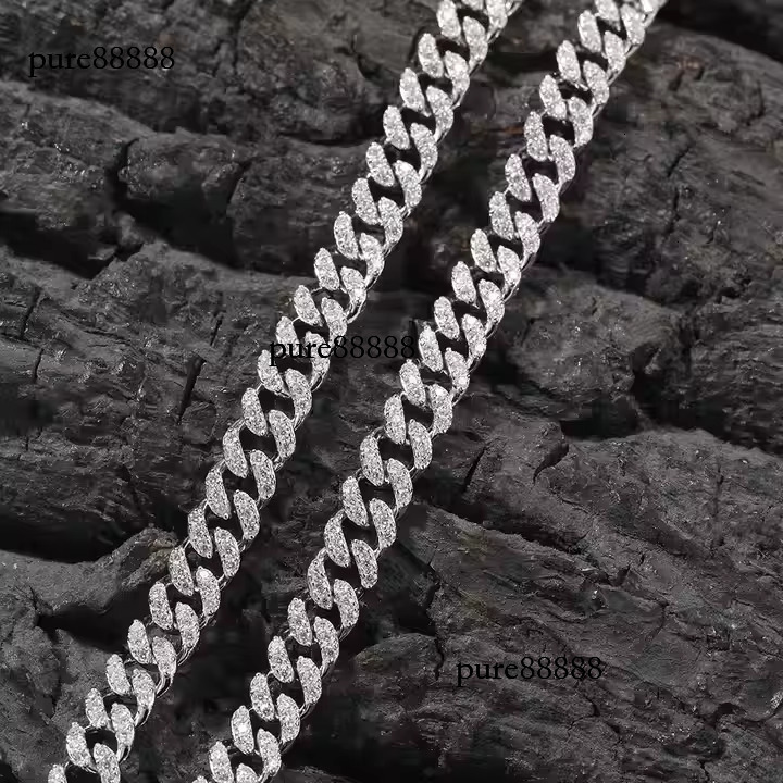 Boutique 6MM Cuban Chain Pure Sier Pyroxene Hiphop Jewelry Men's and Women's Necklace Bracelet Wedding Religion
