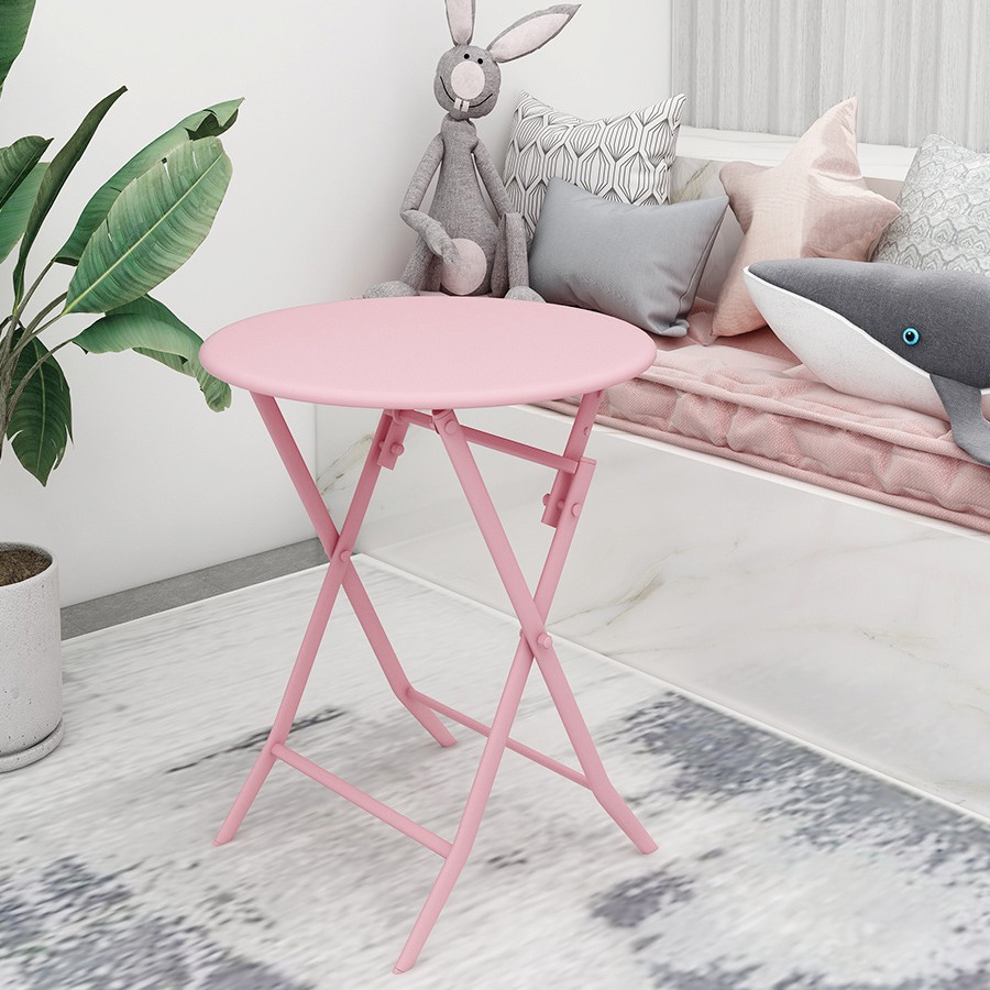 Foldable table small household dining table balcony simple small table foldable small round table small family iron dining table