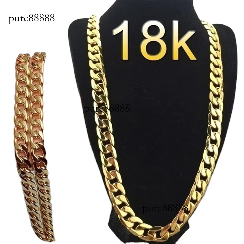 Fashion trend Cuban chain Gold plated stainless steel Hip Hop necklace, men's and women's laminated gold jewelry charm necklace