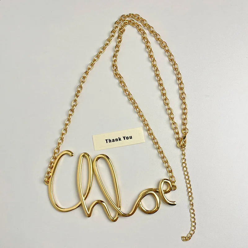 HANGZHI Vintage Gold Color Letter Waist Chain Sweater Chain Skirts Pants Accessories Punk Necklace Jewelry for Women 250221