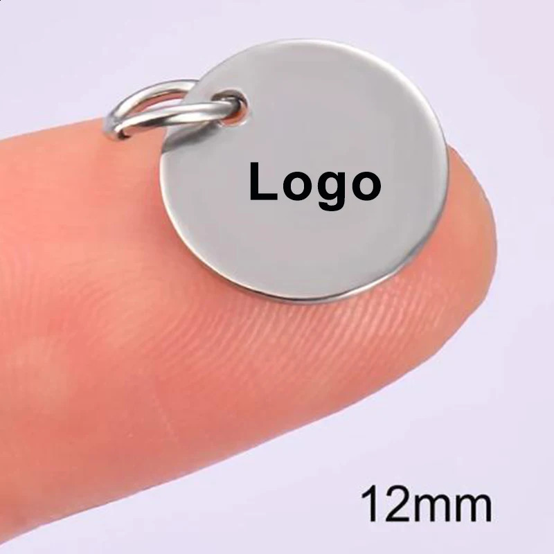 50pcs Stainless Steel Personalized Small Tags Custom Disc s for Necklace DIY Findings Not Turn Off Color 250222