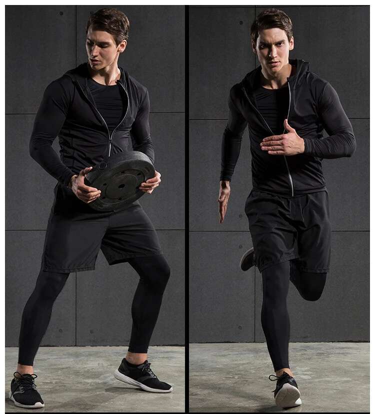 Sport Tracksuit Men's Compression Running Set Gym Basketball Clothes Jogging Tights Fiess Sportswear Windbreaker Leggings Suit