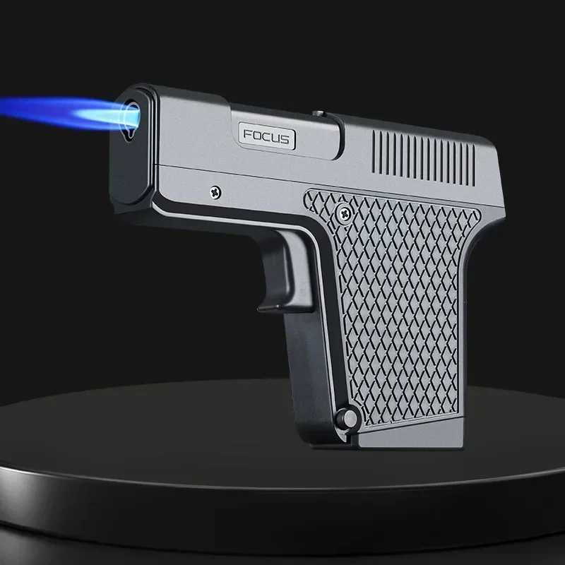 Gun Model Lighter with Cigarette Cases Windproof Inflatable Jet Torch Lighters Cool Gadgets for Men Funny Cigarettes Box GiftT250301