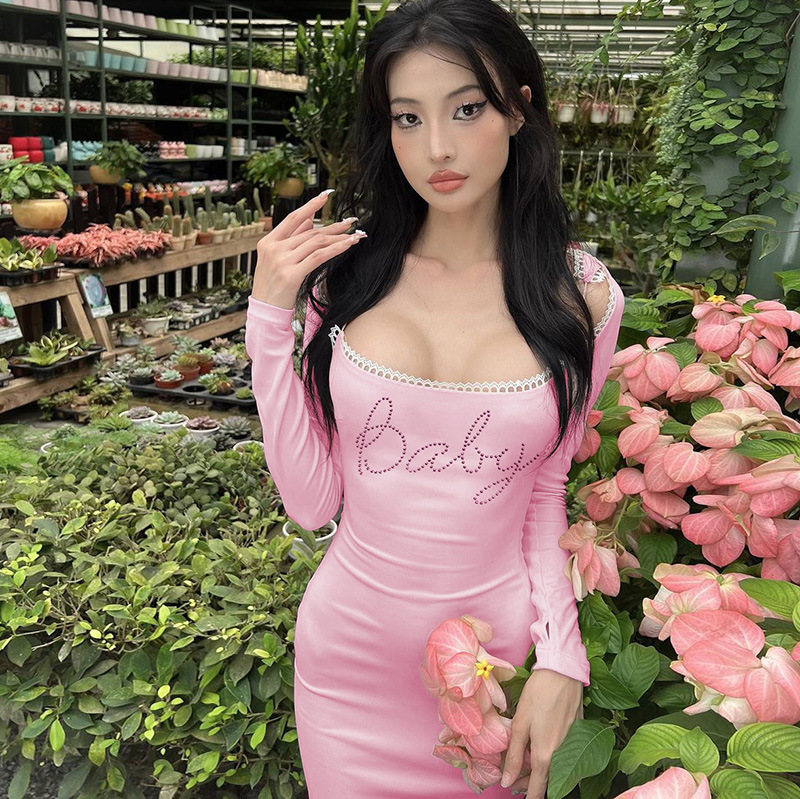 Hot Selling Women's Clothing New Summer New Product Fashion Street Auction Hot Diamond Slim Fit Slit Suspender Dress