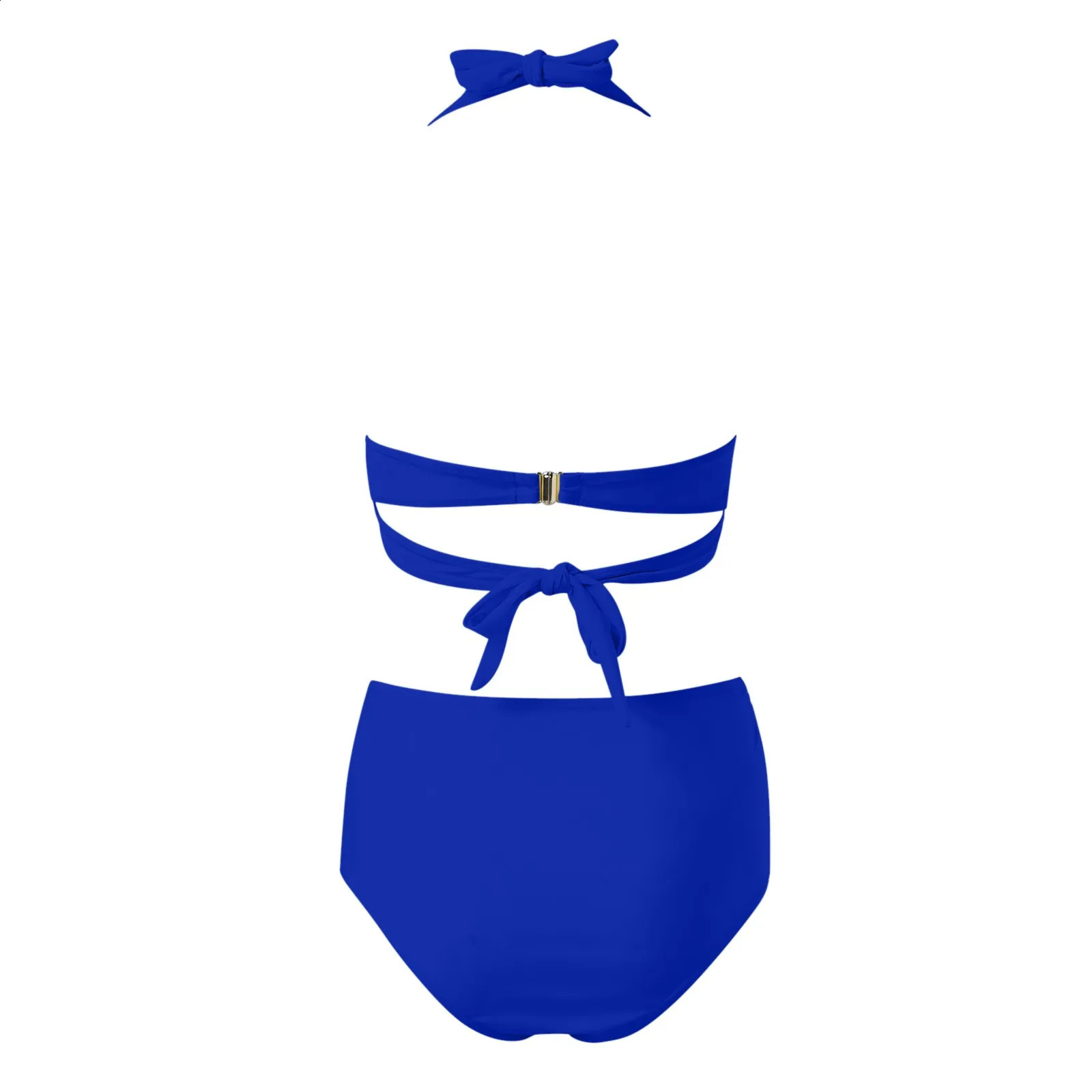 Ladies Vintage Swimsuit Two Piece Retro Halter Ruched High Waist Bikini Set Tankini Swimwear For Women Sumemr swimsuit women 250227