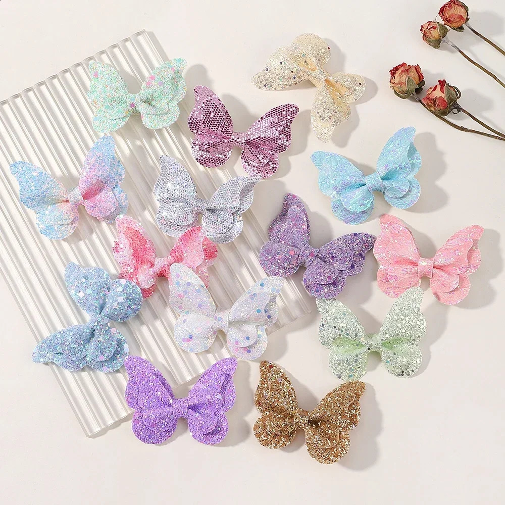 245Pcs Girls Cute Sequins Double Butterfly Hair Clip Bow Hairpins DIY Headwear Decor Hairgrip Toddler Accessories 250218