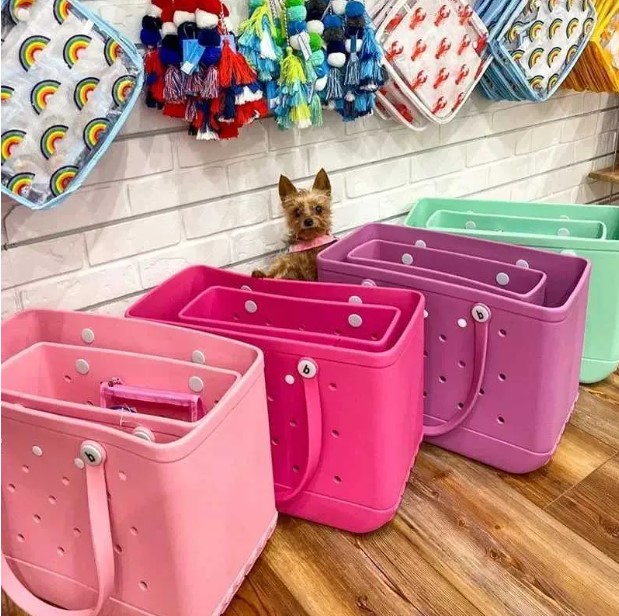 Storage Bags Shopping Bags Waterproof Bogg Beach Bag XL Solid Punched Organizer Basket Summer Outdoor Water Park Handbags Large Women's Totes 0326