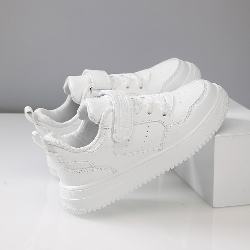 All White Leather Youth Shoes Fashion Kids Children Student Tennis Running Sneakers Kidsnest Sport Trainers For Boys Girls Big Sizes US5C-US6Y 000130