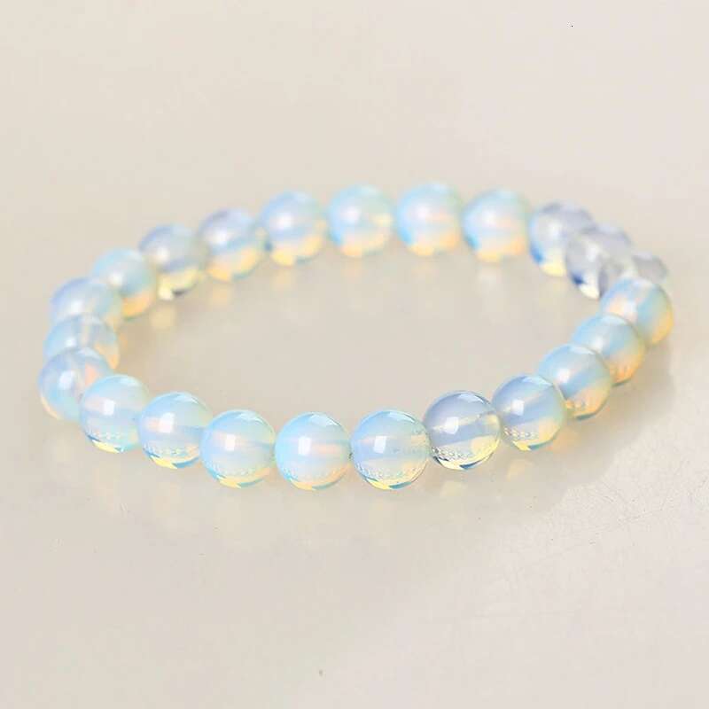 New 8mm Round Crystal Moonstone Natural Stone Stretched Beaded Bracelet For Women