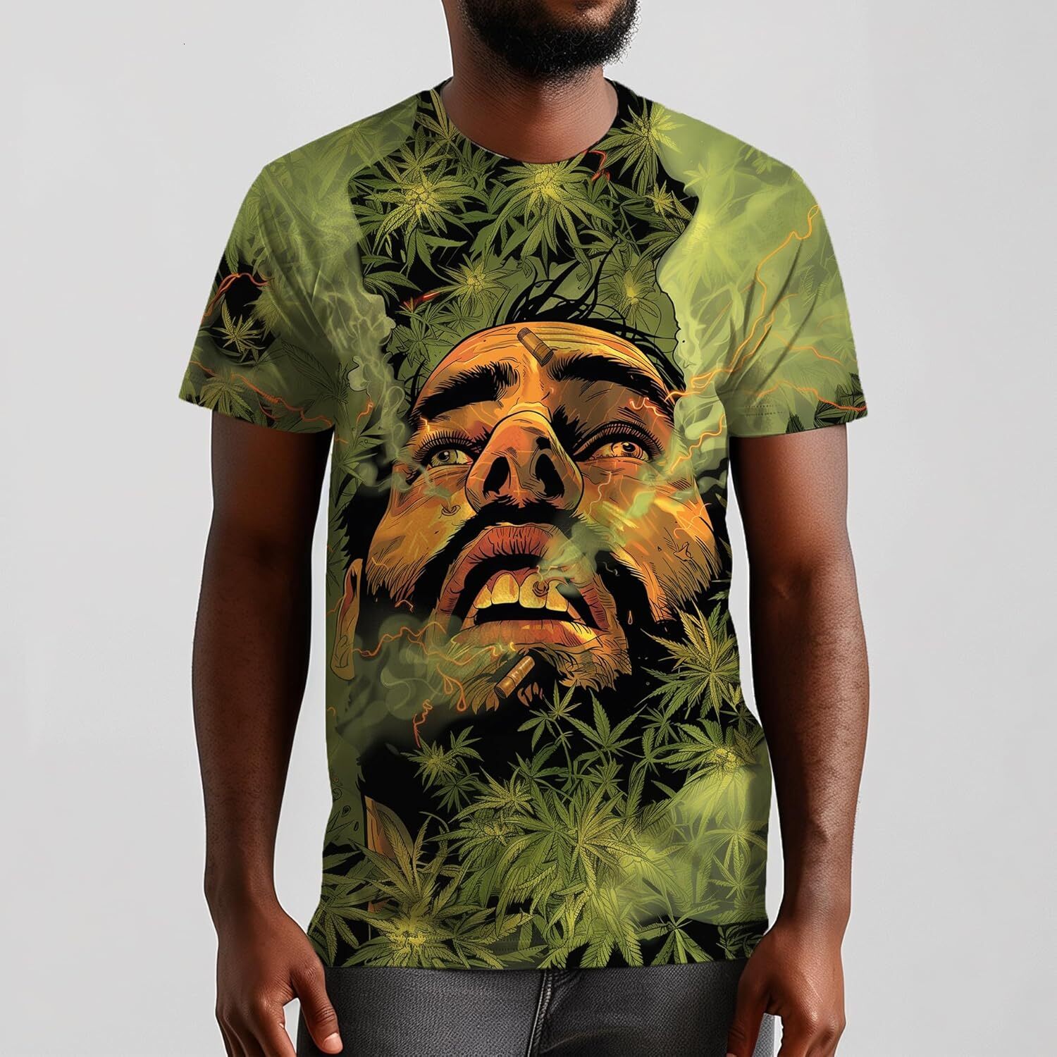 Mens T shirt Men Cool T-Shirt Green Funny Graphic Printed Short Sleeve Shirts Lightweight Tee tee Casual tops summer clothes