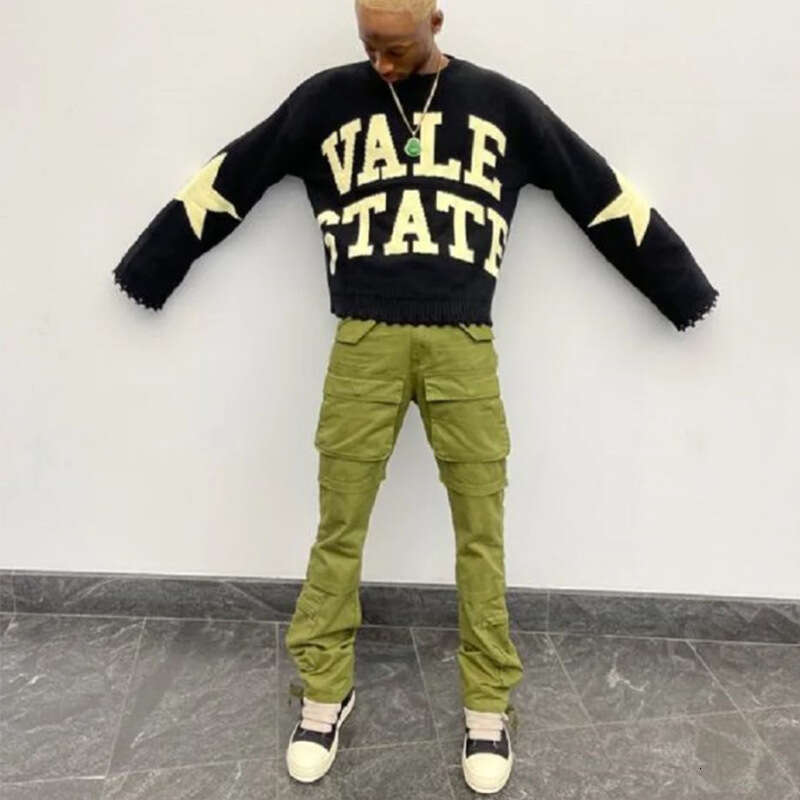 Fashion Hooded Loose Street Trendy Knitted Long Sleeve Alphabet Jacquard Sweater