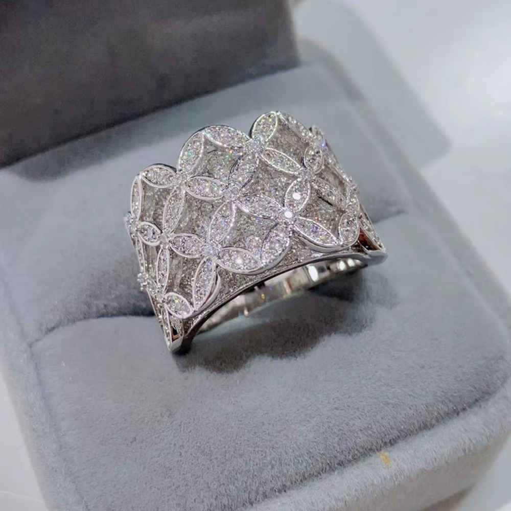 21281 Jewelry Fashionable Wedding Rings for Women Full Micro Pave Cubic Zirconia Dubai Bridal Jewellery Engagement Party