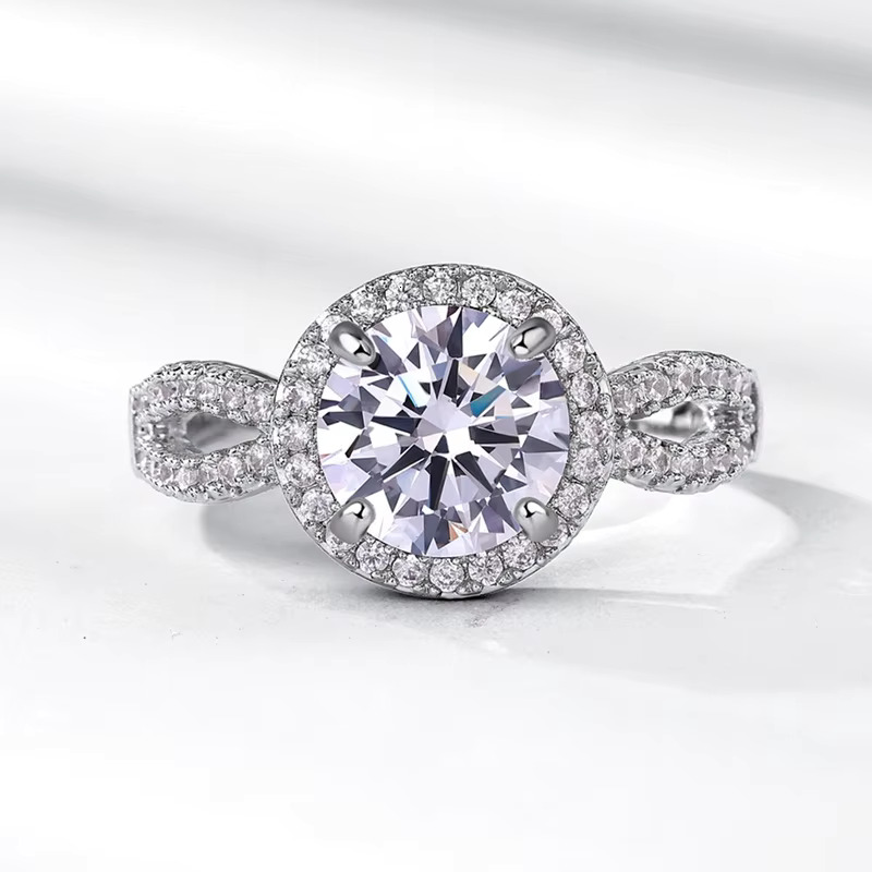 Light Luxury Moissanite Engagement Ring Pure Silver White Gold Plated Rings For Women Wedding Gift