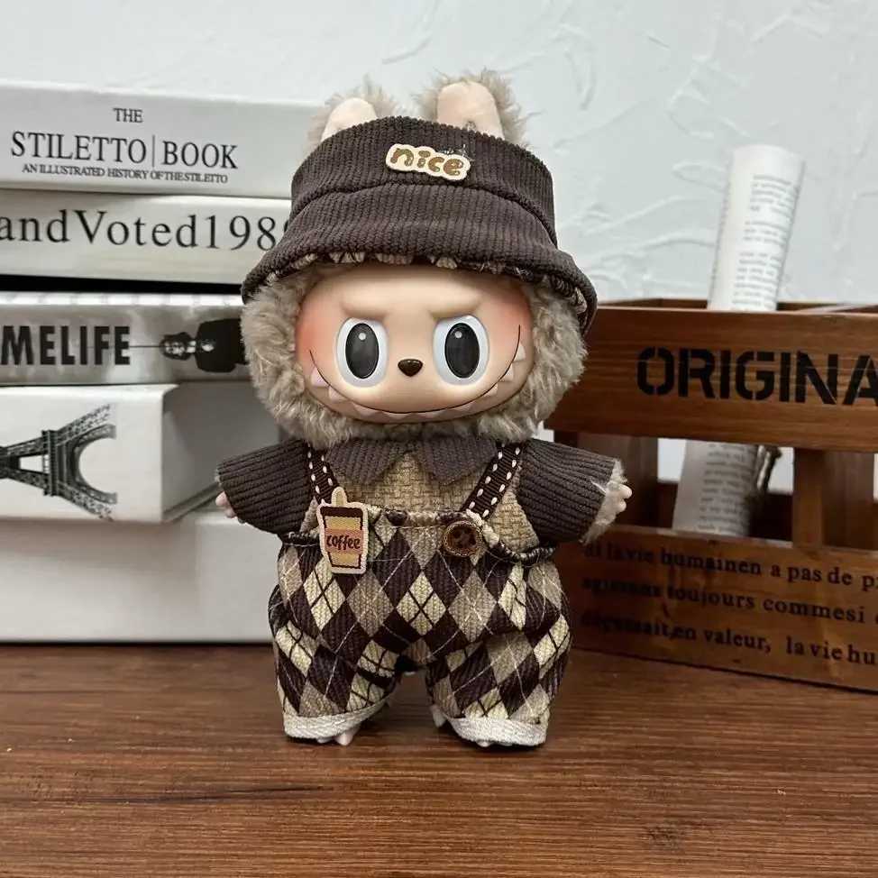 Mini Plush DollS Clothes Outfit Accessories For Korea Kpop Exo 15-17cm Labubu Idol V1 V2 overalls set Clothing GiftXJ250301