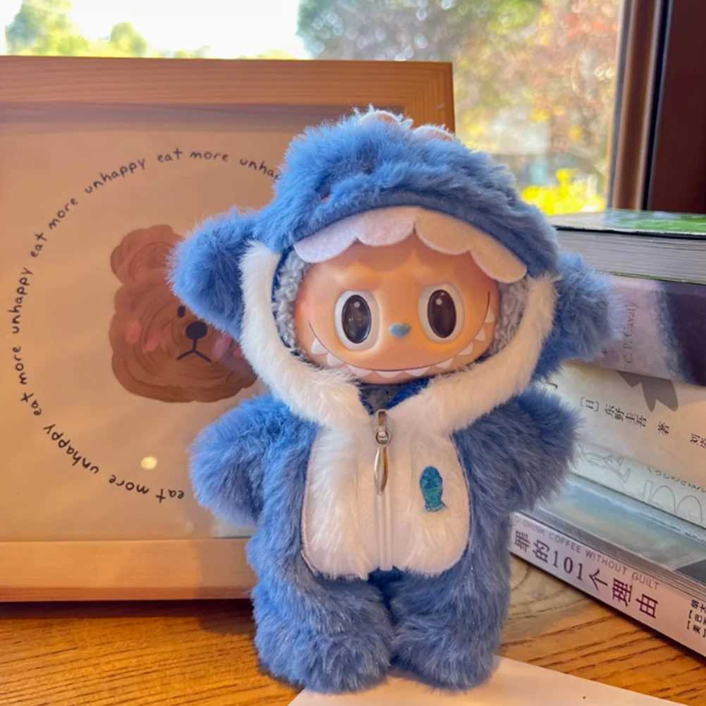 17cm Cute Mini Plush DollS Clothes Outfit Accessories for Korea Kpop Labubu Idol Dolls Shark Onesie Clothing DIY Girl Gift W250301
