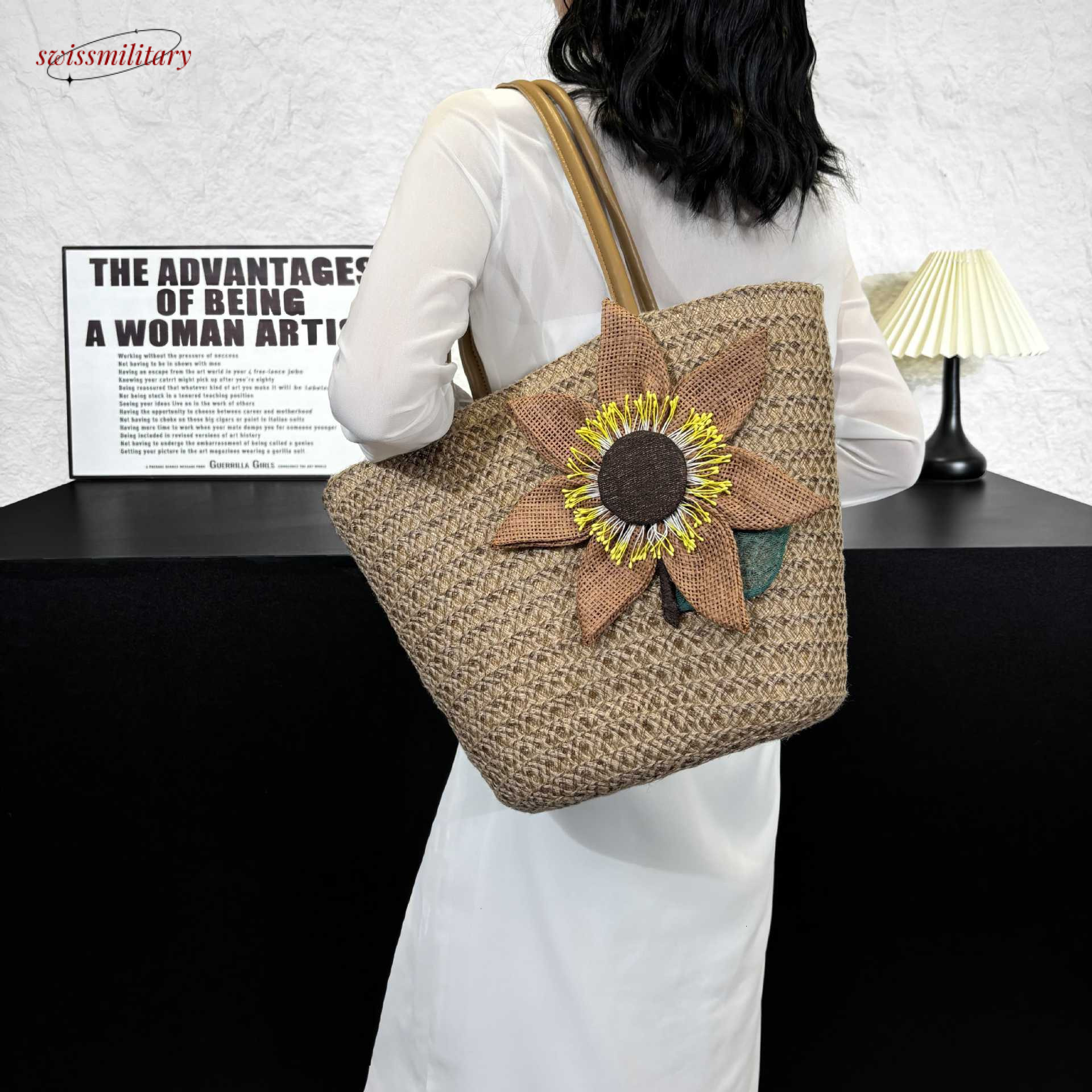 2025 new pastoral straw hemp flower woven beach summer seaside travel holiday shoulder bag #swissmilitary