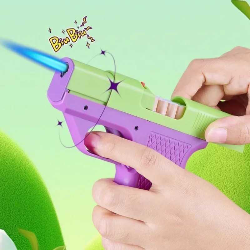 Gun Model Lighter with Cigarette Cases Windproof Inflatable Jet Torch Lighters Cool Gadgets for Men Funny Cigarettes Box GiftT250301