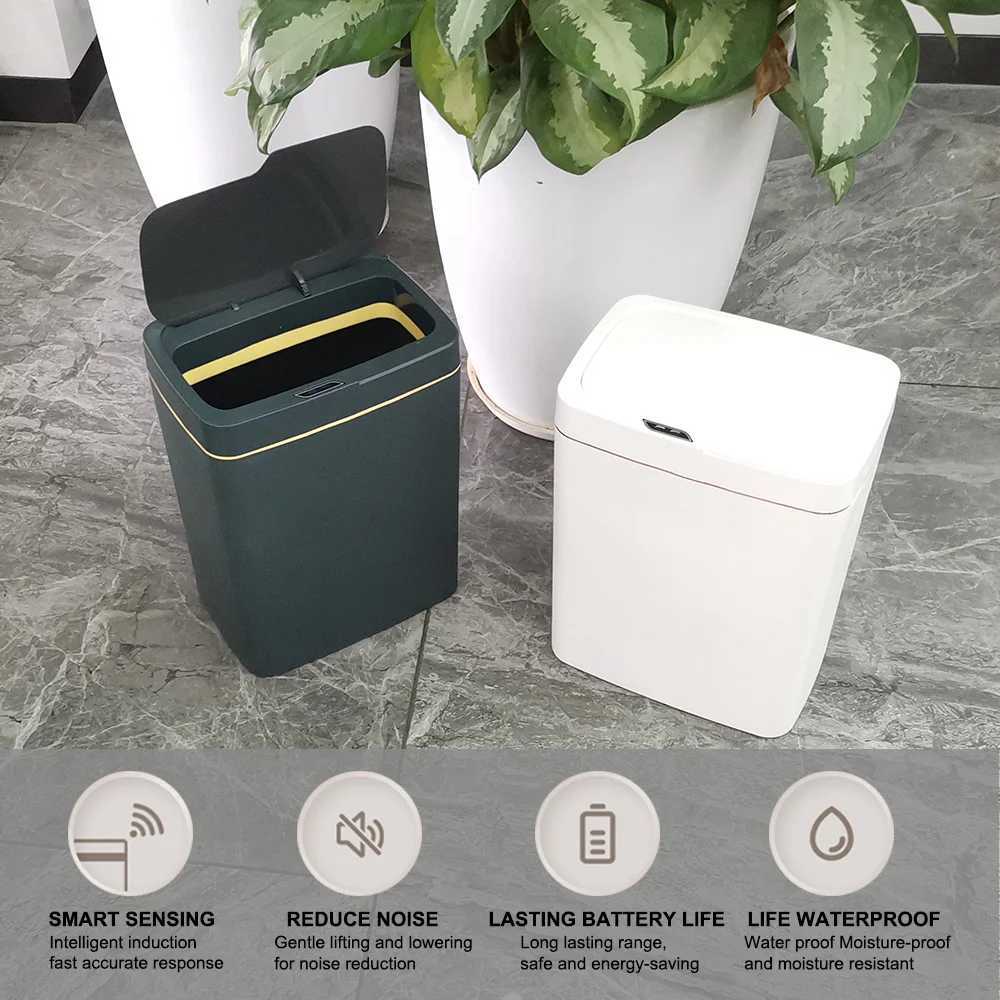 15L Smart Bathroom Trash Can Autatic Bagging Electronic Trash Can White Touchless Narrow Smart Sensor Garbage Bin Smart This Y250301