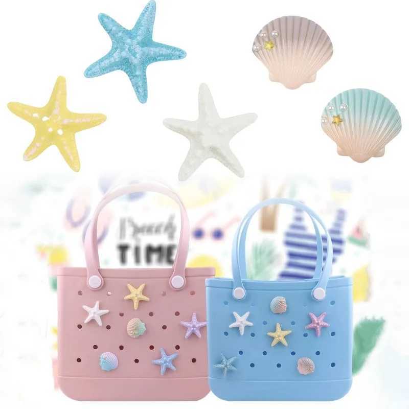 Large Starfish Charms Bogg Bags Pins EVA Rubber Wen Tote Handbag Decorative Shell Buckles Badge Bag Bogg Bag Accessories Y250228