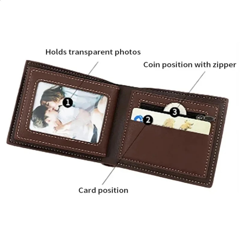 Mens wallet zipper coin pocket ultra-thin card clip mens wallet high-quality PU leather mens wallet 250228
