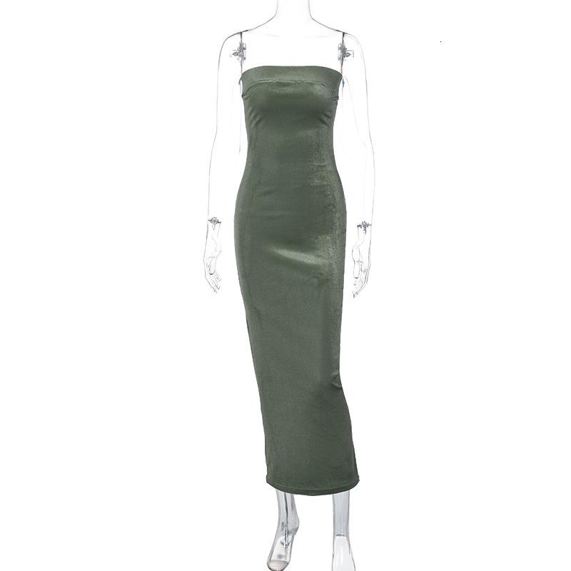 Women's Clothing New Summer New Product Fashionable Temperament Slim Fit Solid Color Strapless Dress