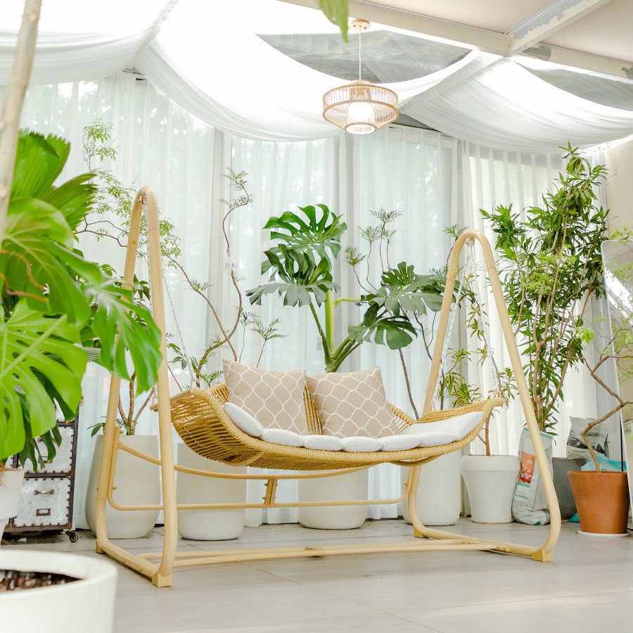 Outdoor swing hanging chair indoor double leisure hanging basket rattan chair garden courtyard net red rocking chair home balcony hammock