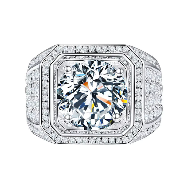 7 Factory Direct Sales Light S Sterg Sier Full Dia 1Carat Colorful Moissanite Ring for Men Fine Jewelry