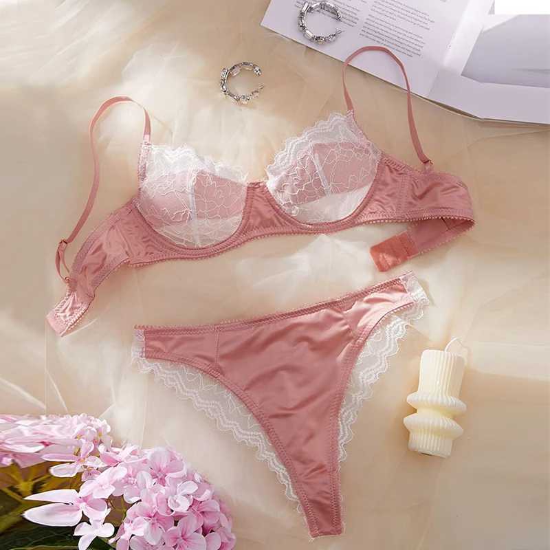 Womens Lingerie Sexy Ultra Thin Bra Set French Lace Splicing Underwear Youth Sexy Lingerie Intimate Pink Transparent LingerieXJ250301
