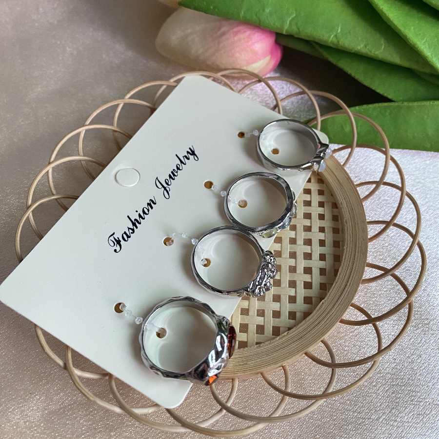 Amber Silver Four-Piece Jewelry Set with Fashionable Design