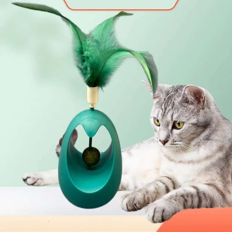 Update Mint Ball Tumbler Training For Kitten Pet Supplies Feather Teases Toy Cat Toys Interactive