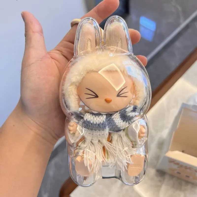Labubu Protect Case Portable Transparent Protective Case Acrylic Organizer Box For Labubu V1 V2 Doll Bag with Keychain W250301