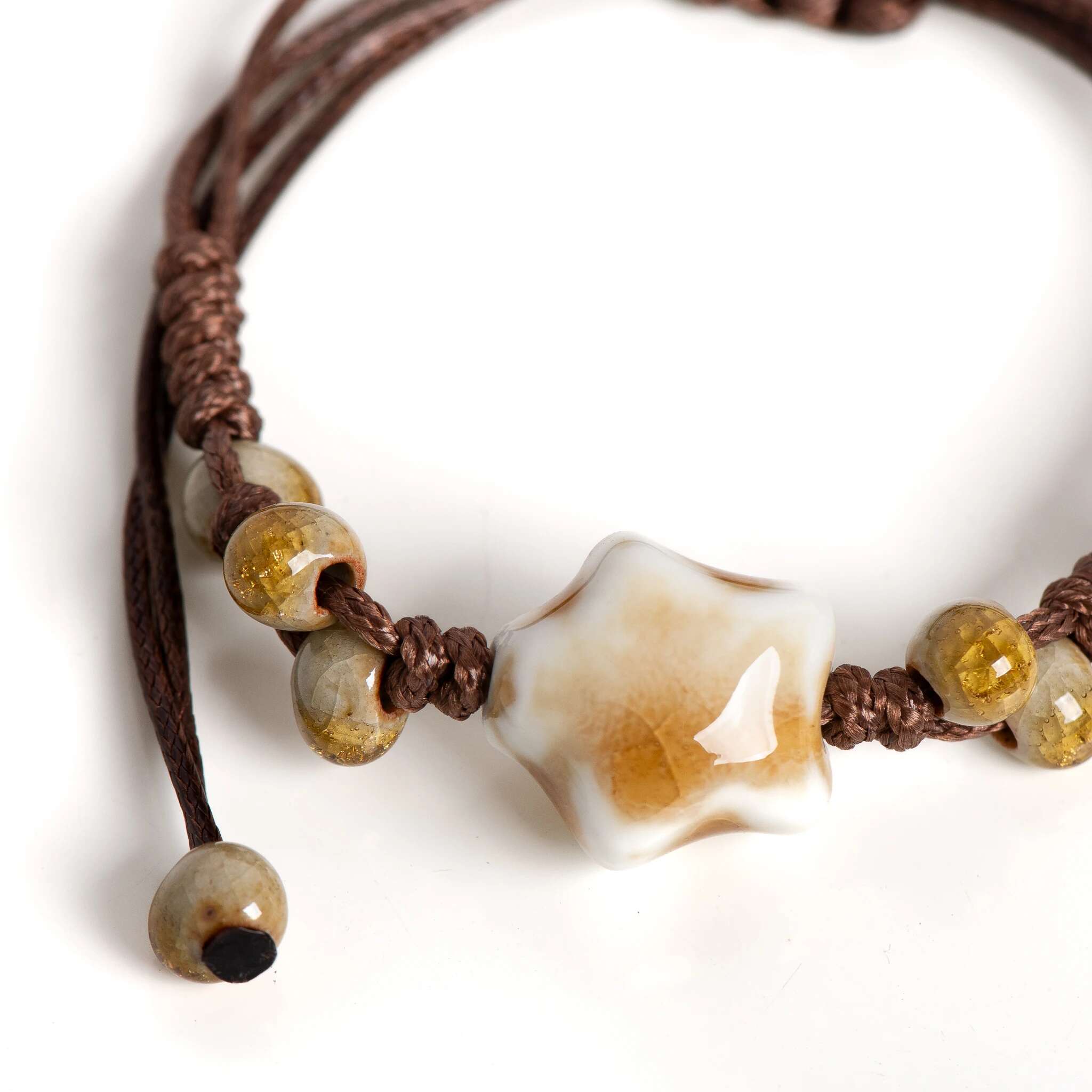 Handmade Vintage Ceramic Star Bracelet Adjustable Crackle Glaze Minimalist Jewelry for Women Gifts 152