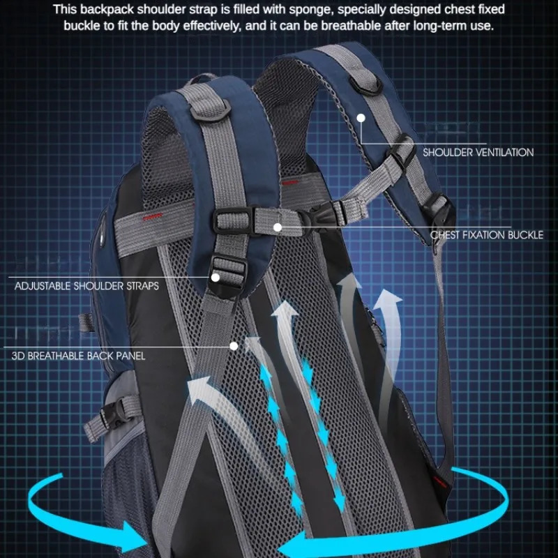40L outdoor hiking bag mens and womens shoulder bag sports bag leisure travel backpack large capacity 250228