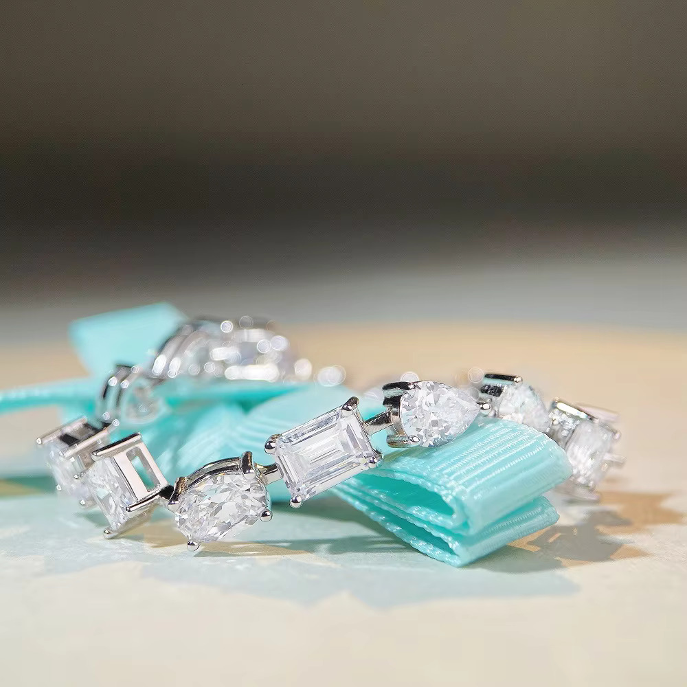 Sterg Sier Bracelets Fine Jewelry D VVS1 Moissanite Tennis Bracelet for Men Women