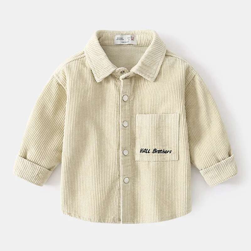 Ddmyshoesvip Kid Jackets Spring Autumn Retro Turn Down Collar Pit Striped Children Outerwear Letter Embroidery Students Boys Coats