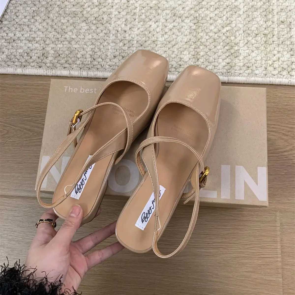Baillamos Summer New Wen Sandals Fashion Shallow Slip On hot Ladies Mary Jane Low Heel Elegant Dress Slingback Shoes Size40 Z250301