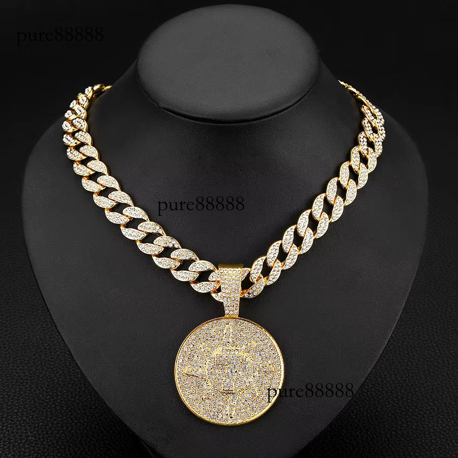 Large Men's Iced Pendant Cuban Chain 20mm Medal Necklace Hip Hop Jewelry
